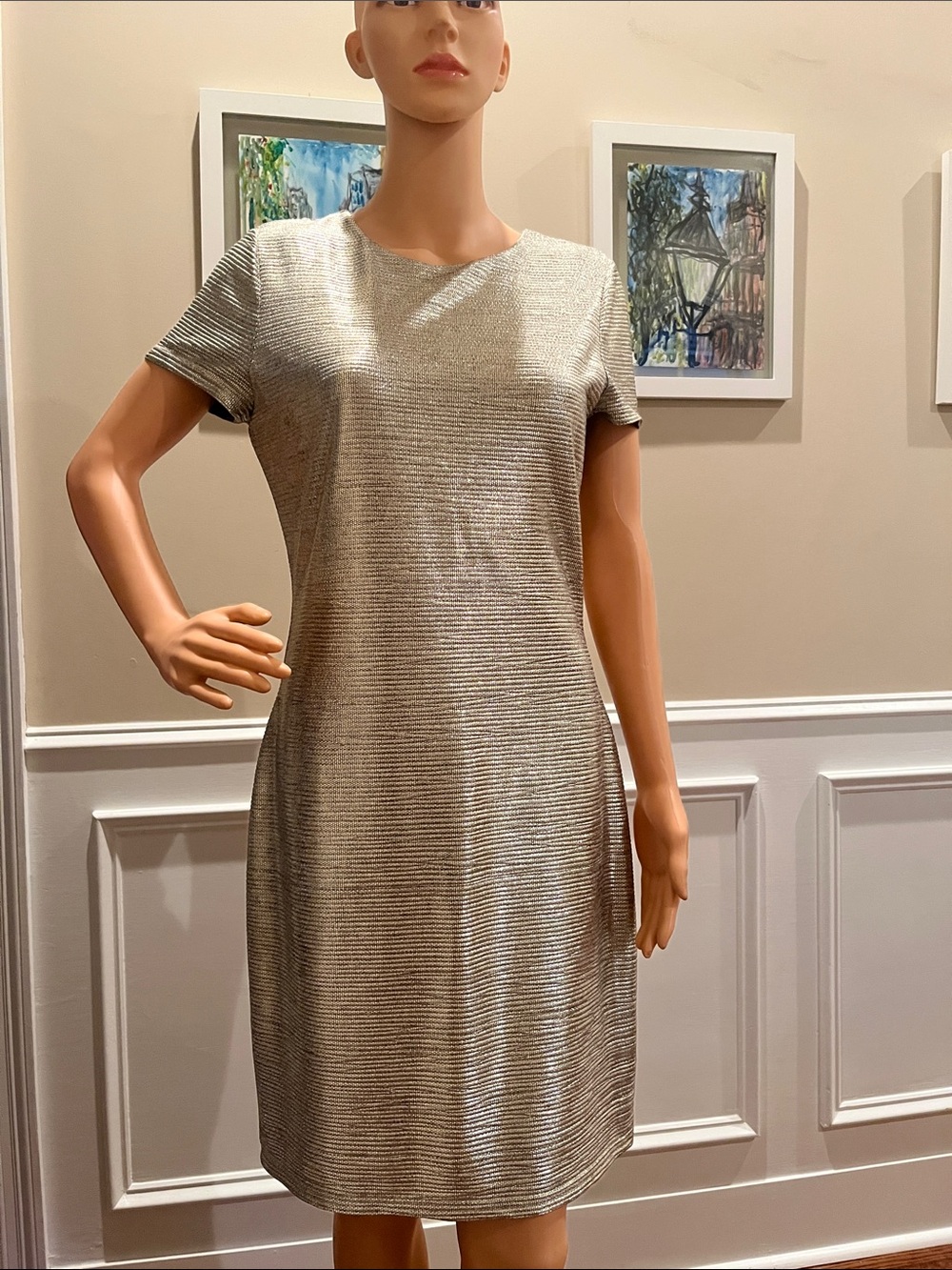 Alice + Olivia Metallic Striped Midi Dress